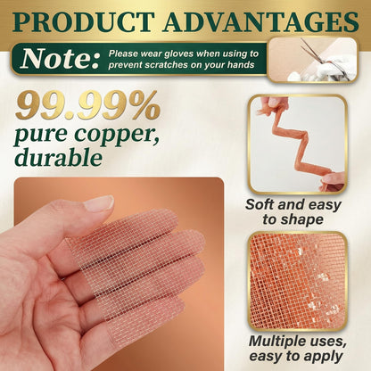 Therwen 12 Inch x 35 ft Copper Mesh Screen 99.9% Pure Copper 40 Mesh Roll Wire Fabric for Grounding Dense Filter Screen Woven Crafts Window Protection