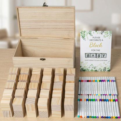 98 Pcs Baby Shower Games Sign Kit, Wooden Blocks to Decorate