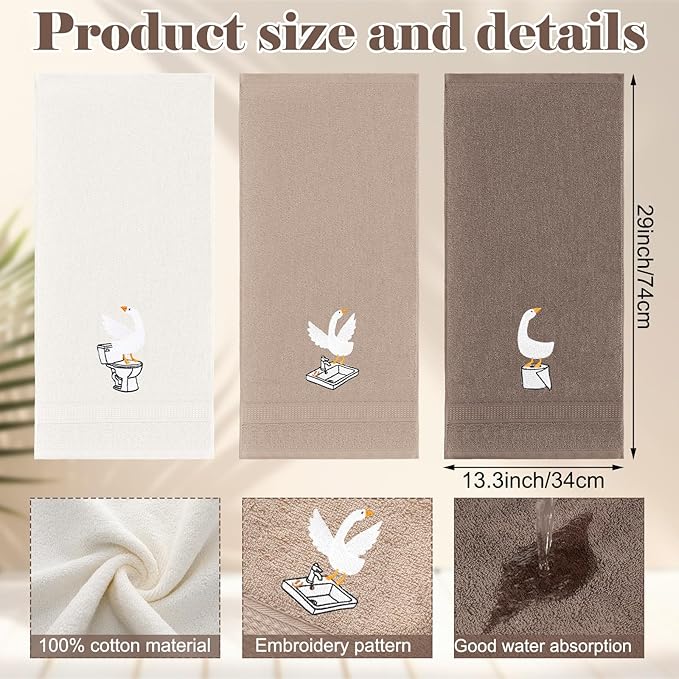 3 Pcs Silly Goose Hand Towels Decorative Silly Goose Bathroom Decor Geese Gifts