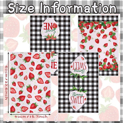 Bencailor 4 Pcs Strawberry Kitchen Towels Spring Berry Hand Dish Towels