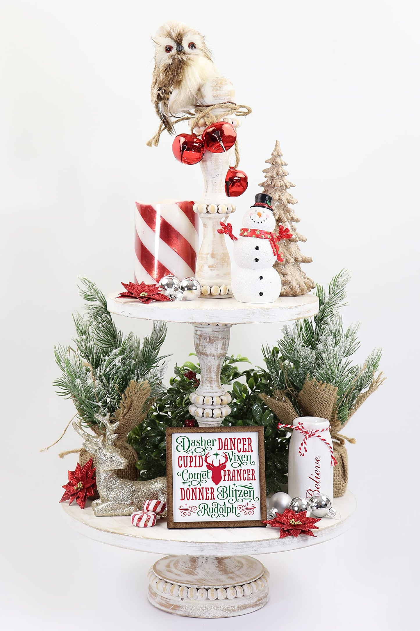 Reindeer Names Christmas Sign - Tier Tray Sign - Mini Wooden Sign - Wood Sign - Shelf Sitter - Home Decor -Kitchen Decor (4" x 4")