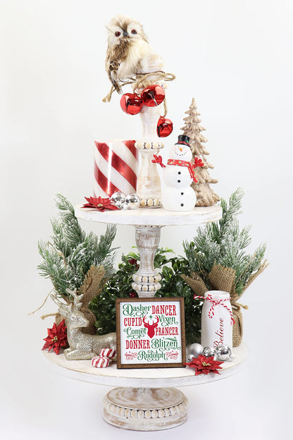 Reindeer Names Christmas Sign - Tier Tray Sign - Mini Wooden Sign - Wood Sign - Shelf Sitter - Home Decor -Kitchen Decor (4" x 4")
