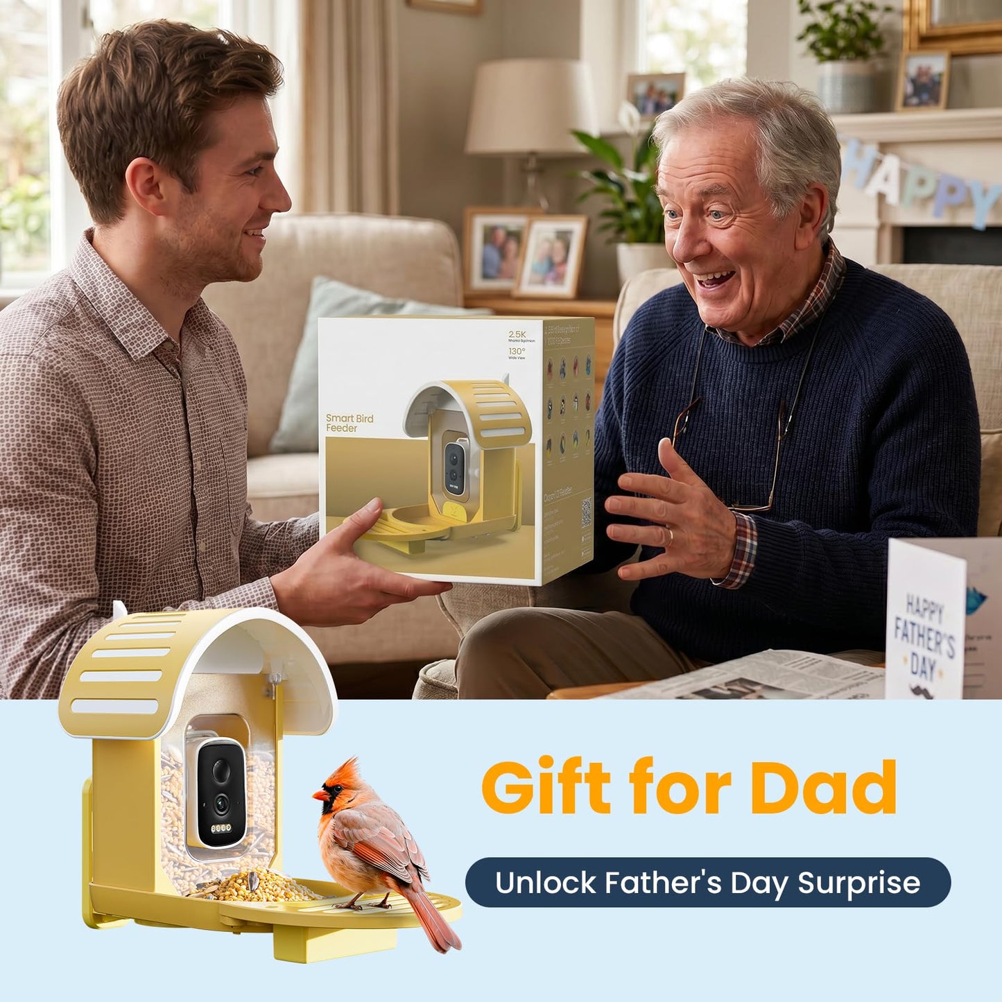 Smart Bird Feeder with Camera, Yellow