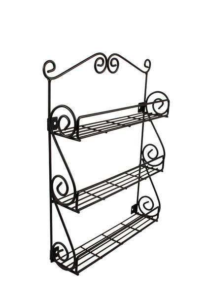 Spectrum Diversified Scroll Wall-Mounted Traditional Spice Rack Organizer for Cabinet & Kitchen, 3-Tier, Beauty & Nail Polish, 43710