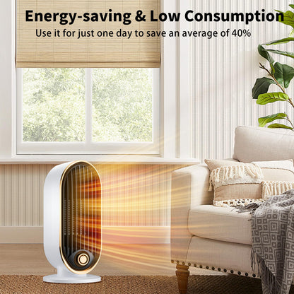 Space Heater, 800 Watts Space Heaters for Indoor Use, Tip-Over Protection, Fast Heat, Thermostat, Desktop and Floor, Small Portable Space Heater for Bedroom, Office, Dorm, Living room, Garage