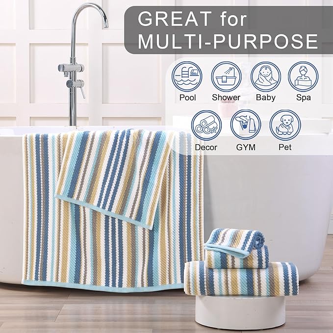 Striped Hand Towels Set