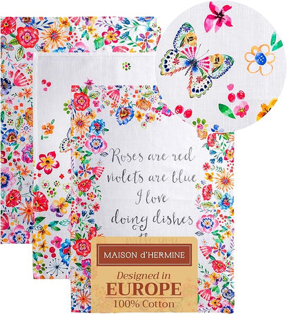 Maison d' Hermine Kitchen Towels Set of 3 100% Cotton 27.50" x 20" Reusable