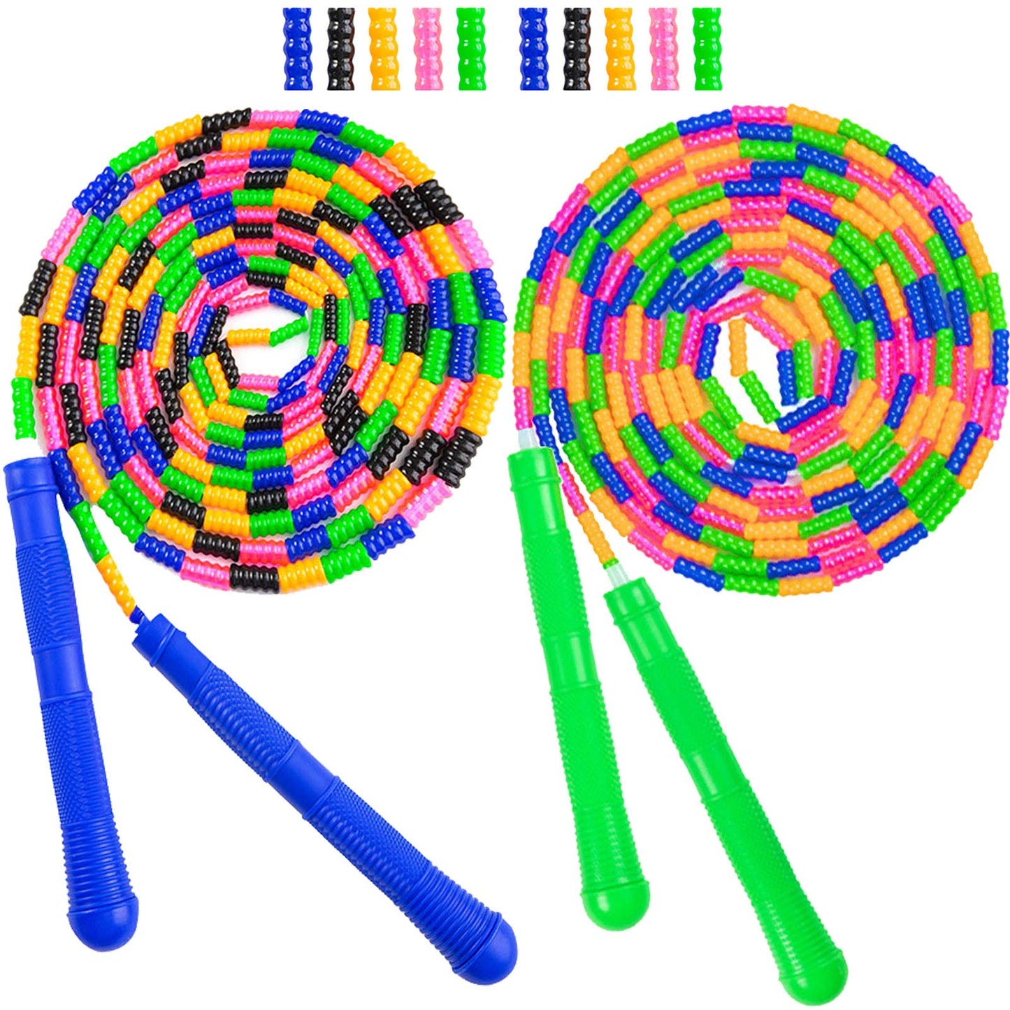 Long Double Dutch Jump Rope 16 Ft 2 Pack, Jump Rope for Kids Adults, Beaded Segmented Skipping Rope