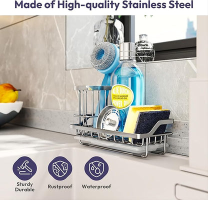 SWTYMIKI Kitchen Sink Caddy Sponge Holder, Kitchen Sink Organzier and Storage