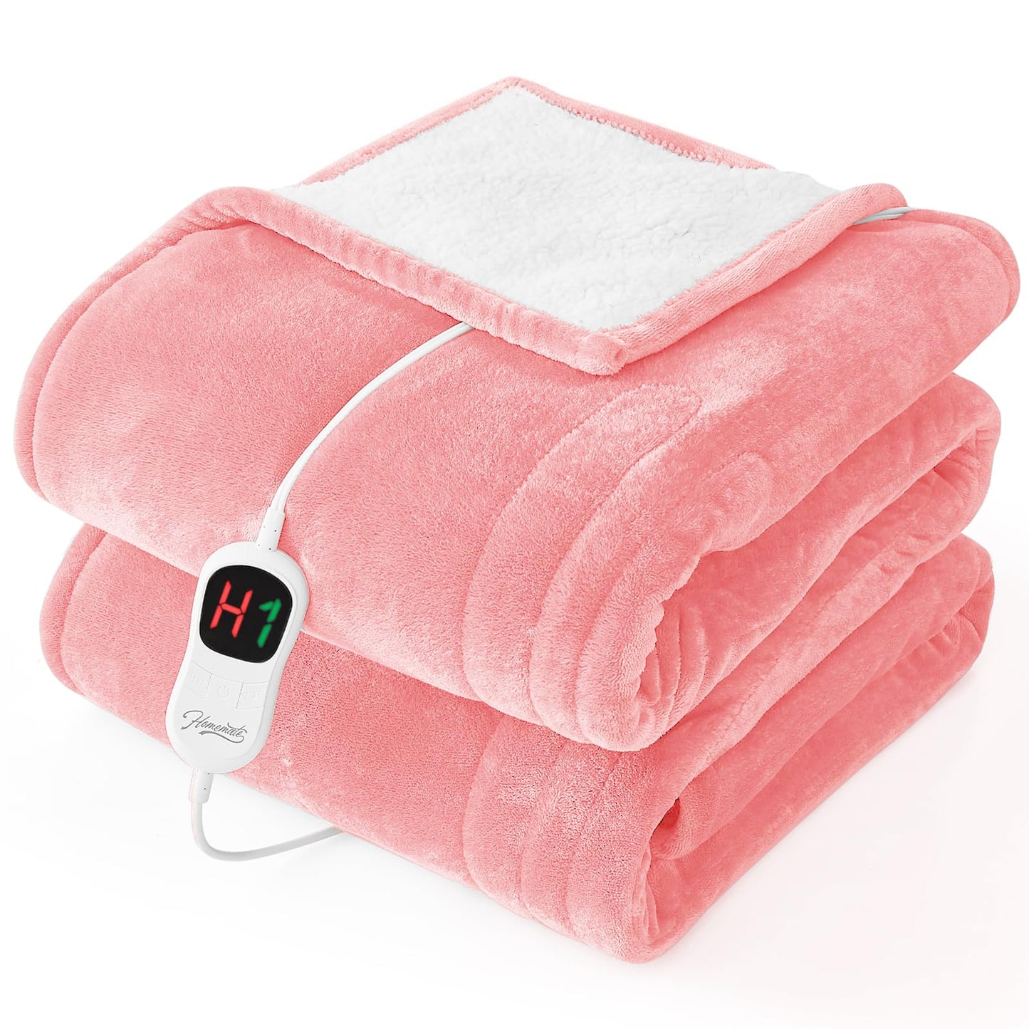 Homemate Electric Heated Blanket Twin - 62"x84" Heating Bed Blankets Throw with 10 Heating Levels 8 Hours Auto Off Fast Heating Over-Heated Protection Ultra Soft Warm Flannel ETL Certified Grey