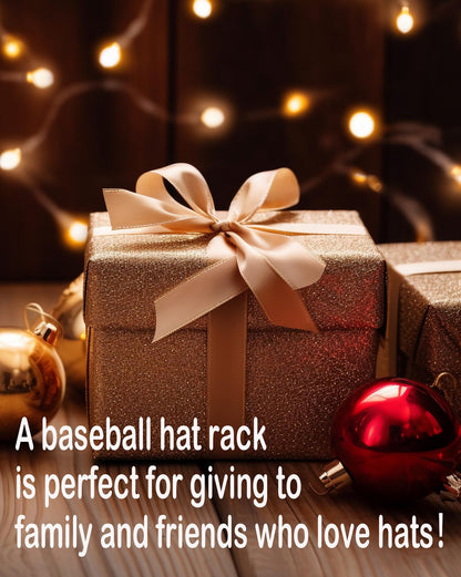 Daoun Hat Rack for Baseball Caps - 2 Pieces Adhesive Hat Organizer Wall Mount, Strong Hat Storage Organizer for Baseball Cap No Drilling Hat Holder for Door, Closet and Wall