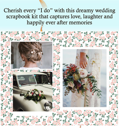 Wedding Scrapbook Paper 12x12 Inch Cardstock - Double Sided Wedding Theme Paper, Stickers for Scrapbooking, Planner, Anniversary Album, Photo Book - Cute Crafting Kit, Total 6 Items