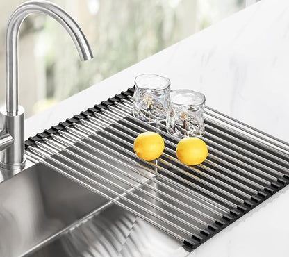 Tomorotec 21" x 15.5" Roll Up Dish Drying Rack Over Sink Drying Rack Sink Cover