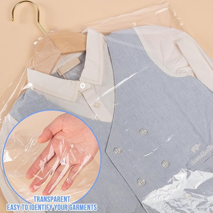 100 Pack Dry Cleaning Plastic Bags, Dry Cleaners Bags