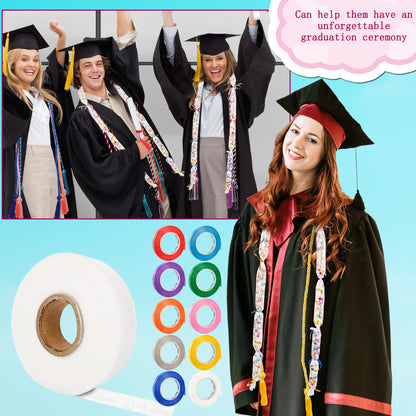 Conagel 1 Roll of Graduation Candy Lei Clear Graduation Candy Tubing Lei Making Kit with 10 Rolls Ribbons for DIY Graduation Wreaths Packing Snacks Candy (Clear, 3.15 Inch Wide)