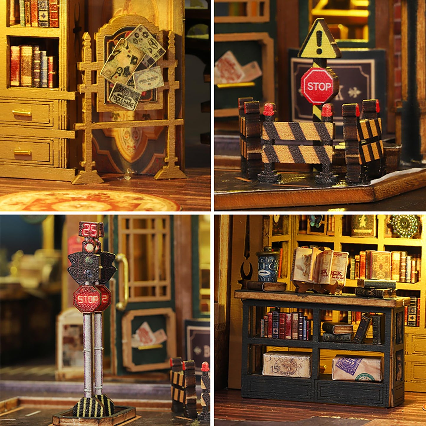 DIY Book Nook Kit - DIY Miniature Dolls House Kit with Furniture and LED Light, 3D Puzzle Wooden Art Bookends, Model Kits for Adults to Build (Twilight Bookstore)