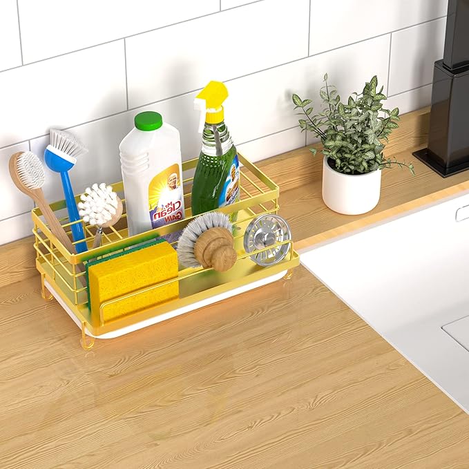 Cisily Kitchen Sink Caddy, 5.3 in Wide, 9.49 in Long, 4 Storage Spaces