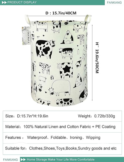 FANKANG Storage Basket, Nursery Hamper Canvas Laundry Basket Foldable