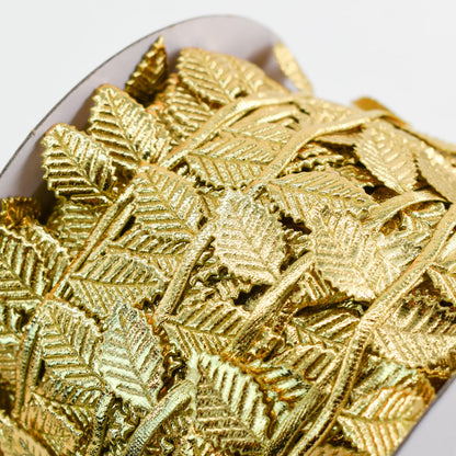 Bacucine Leaf Ribbon 32 Yards Gold Leaves Trim Artificial Leaves for Wreath Making Home Wedding Christmas Decor (Gold)