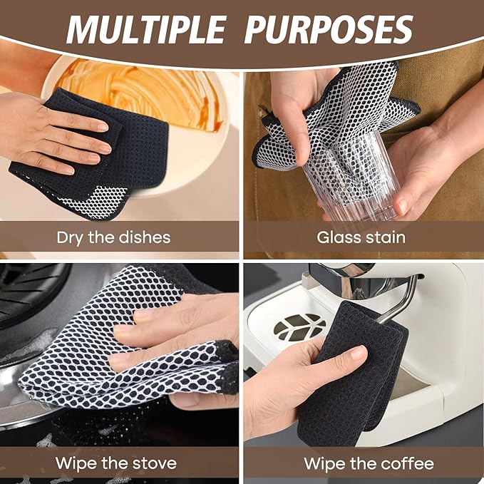 KinHwa Kitchen Washcloths for Dishes Absorbent Microfiber Dish Cloths Quick Dry