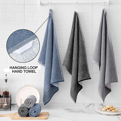Homaxy Premium Kitchen Towels, Large Cotton Kitchen Hand Towels, Flat and Terry