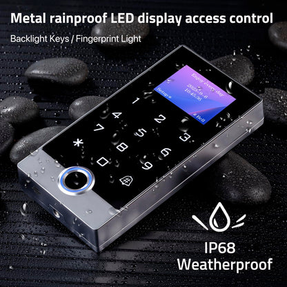 Wireless WiFi TUYA Access Control System with LED Screen/Voice, Fingerprint Password Stand-Alone Door Access Control Keypad, WG26/34 EM Card Reader Access Controller, Full Metal Weatherproof