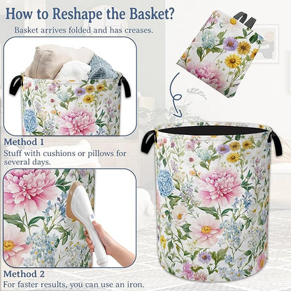Watercolor Floral Laundry Hamper