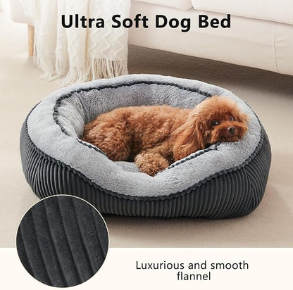 Washable Dog Bed for Small Medium Sized Dogs, Rectangle Small Puppy Cat Dog Beds, Orthopedic Pet Bed, Soft Breathable Calming Pet Sofa Bed Anti-Anxiety with Anti-Slip Buttom, S(20"x19"x6")