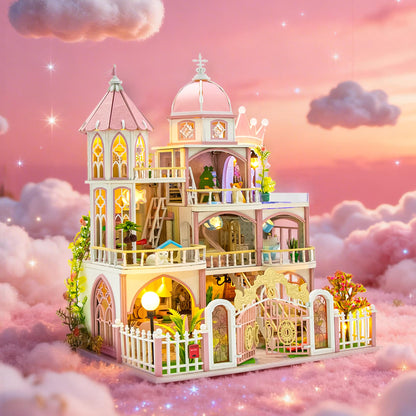 Roroom DIY Miniature House Kit, Windsor Castle Book Nook Kit with LED Light,3D Wooden Puzzle Miniature Dollhouse Kit for Bookshelf Decor-Creative Crafts for Family and Friends