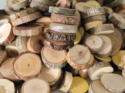 Unfinished Wood Slice Variety Pack, Extra Small Assorted Wood Slices 0.75 to 1.25 Inch Diameter, Natural Organic Vase Filler, Wedding or Home Decor, DIY Craft Projects