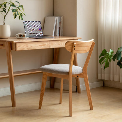 KEIKI Wooden Dining Chairs, 100% Solid Oak Wood Dining Chairs with Rounded Backrest,Kitchen,Dining Room