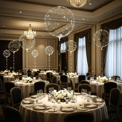 Lightsfever 8pc LED Light up Party Balloons with Batteries, Warm White Lights with Clear Bobo Balloons for Helium or Air, Home Decor Wedding Birthday