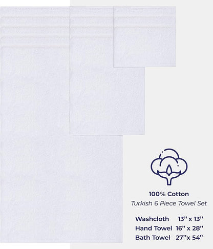 American Soft Linen Luxury 6 Piece Towel Set, 2 Bath Towels 2 Hand Towel 2