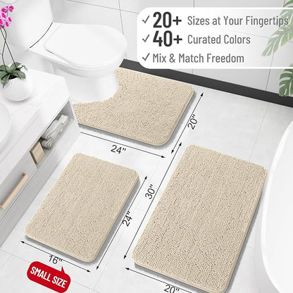 OLANLY Large Bathroom Rugs 45x27, Extra Soft Absorbent Chenille Bath Rugs, Rubber Backing Quick Dry, Machine Washable Bath Mats for Bathroom Floor, Tub and Shower, Home Decor Accessories, Sand