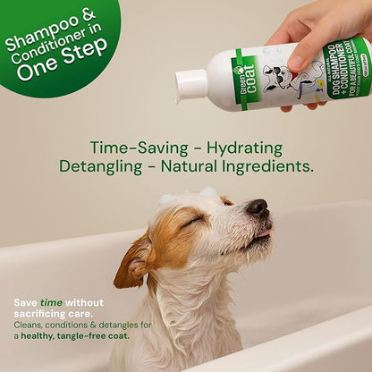 2-in-1 Dog Shampoo & Conditioner, Caviar Extract, Aloe & Bergamot for Sensitive Skin, Deep Shine + Detangler, Hydrating Luxury Dog Wash, 16oz, Made in USA