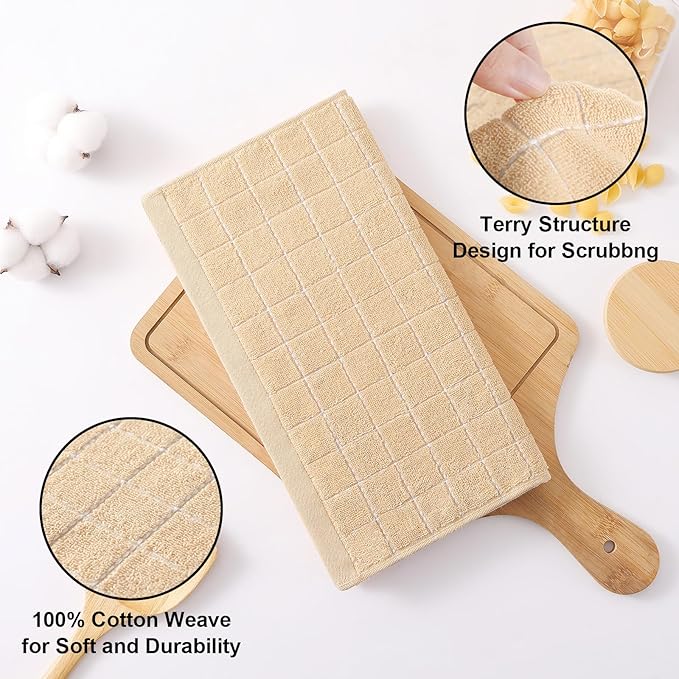 Homaxy 100% Cotton Terry Kitchen Dish Cloths, Ultra Soft and Absorbent Dish