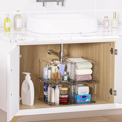 Vtopmart 4 Pack Large Stackable Storage Drawers, Easily Assemble Acrylic