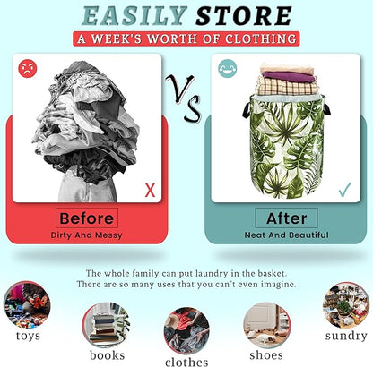 Tropical Leaves Laundry Basket Hawaii Foldable Funny Laundry Hamper Oxford
