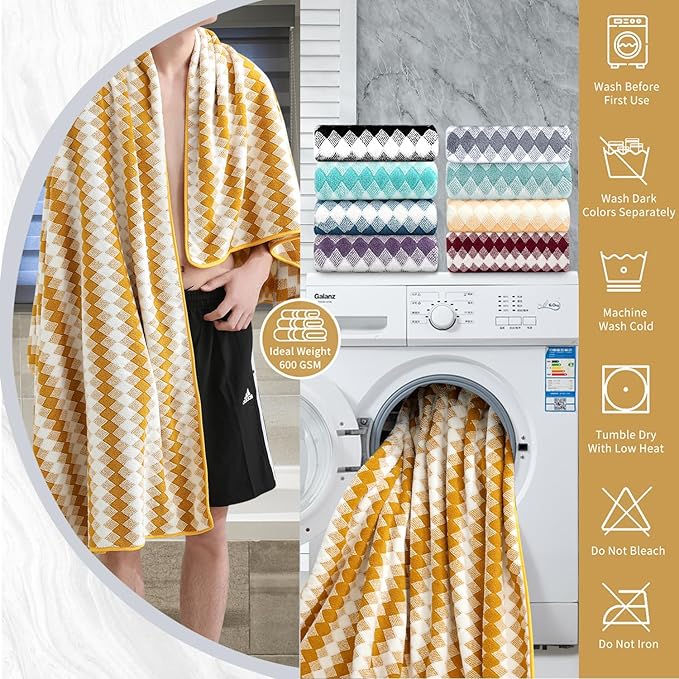 4 Piece Bath Towel Set Oversized Bath Sheet 35"x70" Bathroom Towel Extra Large