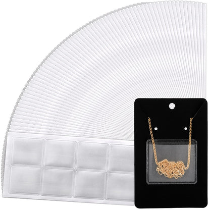 SOUJOY 500 Pieces Necklace Chain Adhesive Pouch, Self-Adhesive Necklaces Chains Pockets for Necklaces Display Cards, Clear Jewelry Bag for Loose Chain Jewelry Supplies Necklace Holder