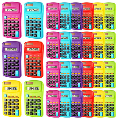 Weewooday 6 Pieces Small Basic Calculator Bulk 8 Digit Mini Solar Battery Dual Power Pocket Calculator for Kids Students Classroom Desktop Home Office, Standard Function 6 Colors