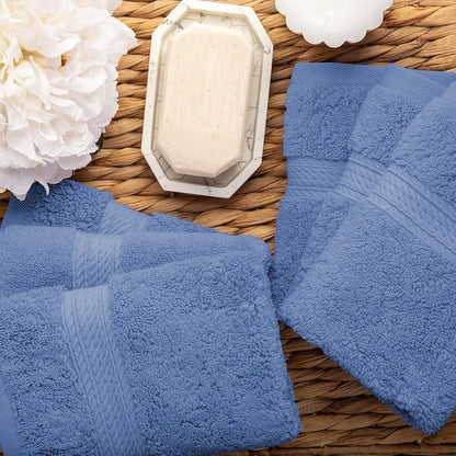 SUPERIOR Solid Egyptian Cotton Hand Towel Set, Denim Blue