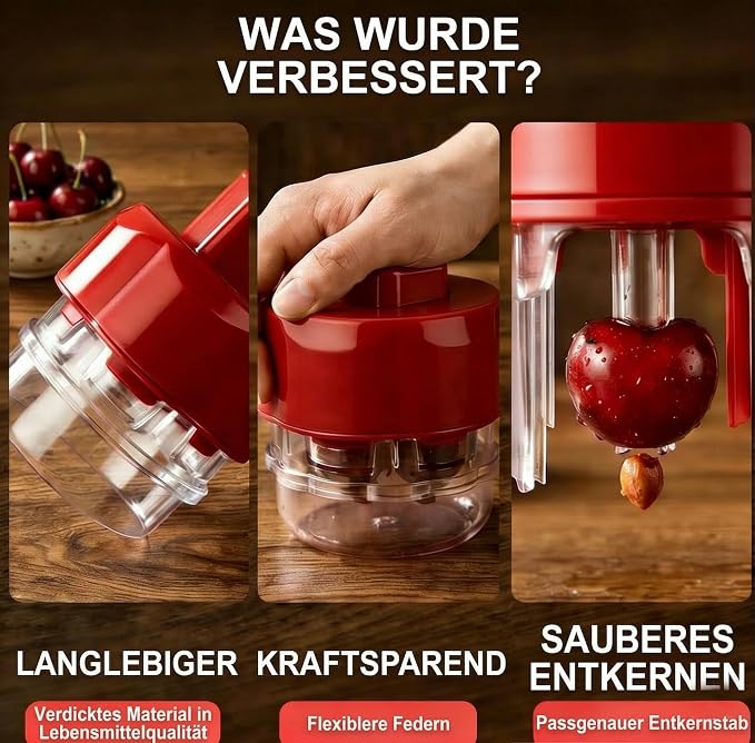 7-in-1 Cherry Pitter Tool - Portable Push-Down Cherries Seed Remover, No Handle Design for Kitchen, Picnics