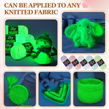 Fanfanwin 5 Rolls Glow in the Dark Yarn Fluffy Chenille Yarn for Crocheting & Knitting Glow Sewing Projects Fun Birthday DIY Gifts for Beginners Women 382 Yd/ 350 M Total(Fresh Colors)