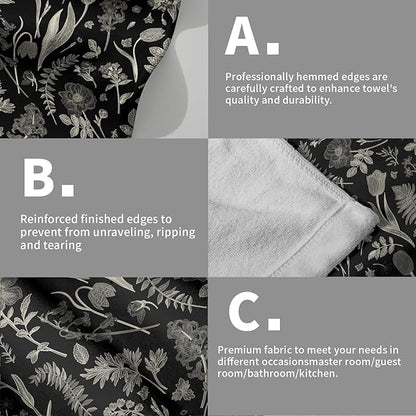 Black Spring Floral Hand Towels