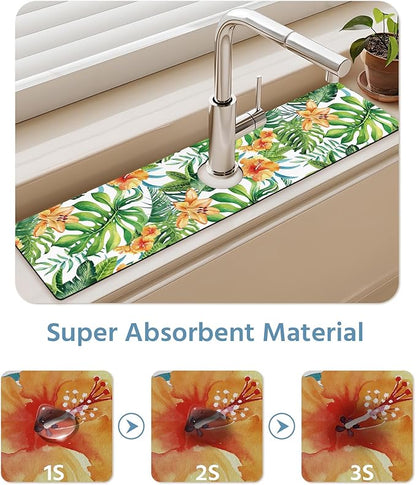 Patterned Sink Faucet Mat Kitchen Splash Guard Super Absorbent Drying Mat