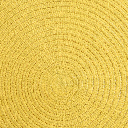 SHACOS Round Braided Placemats Set of 8 Washable Table Mats 15 inch Round Placemat Cotton Polyester Circle Placemat for Dining Table (Yellow, 8)
