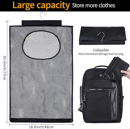 Breathable Mesh Laundry Hamper, Bringing Hooks Foldable Hanging Shower Caddy