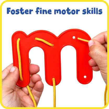 READY 2 LEARN Lacing Alphabet - Lowercase - 26 Letters - 8 Laces - Threading Toy for 3, 4, 5, 6 Year Olds - Fine Motor Skills, Letter Recognition and Early Spelling