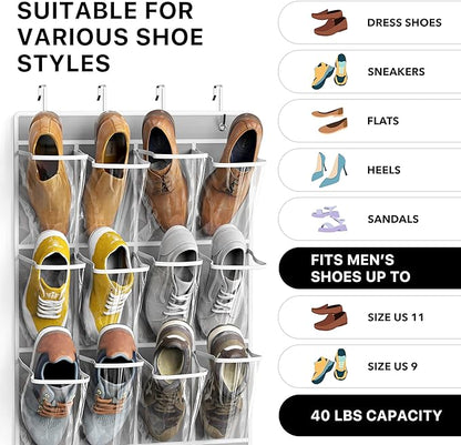 Simple Houseware 24 Pockets Large Clear Pockets Over The Door Hanging Shoe